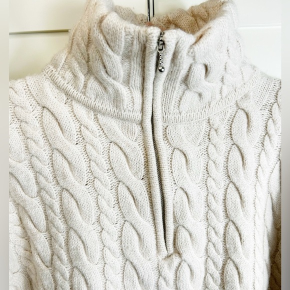 H&M cream cable knit sweater, zippered  collar, Medium - Picture 4 of 11